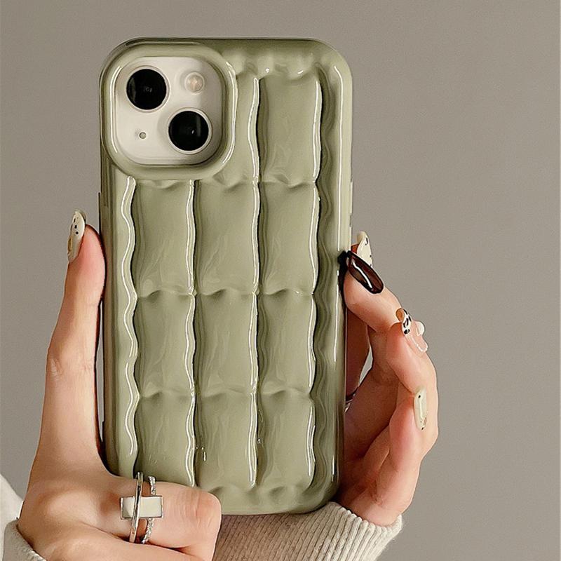 3d Plating Silver Bread Air Cushion Phone Case For Iphone 14 13 12 11 Pro Max Solid Color Shockproof Soft Silicone Cover