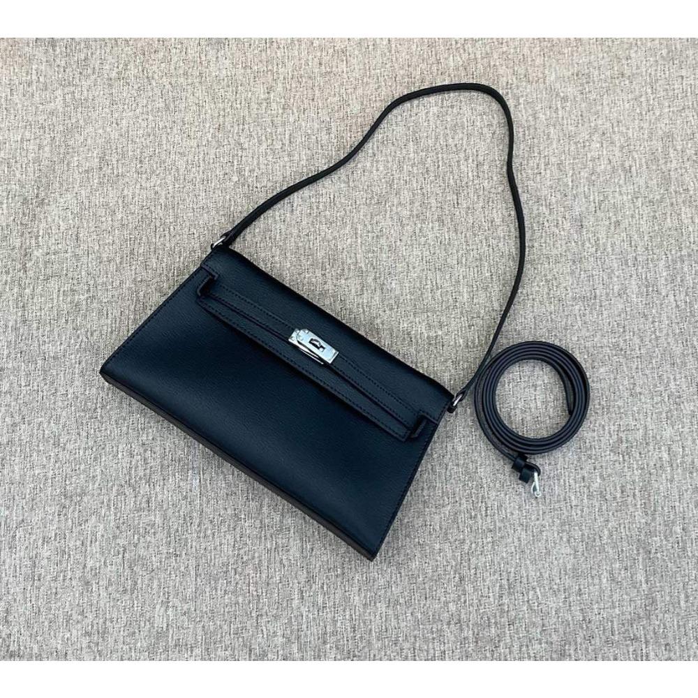 Luxus-lite Kelly-Tasche aus Rindsleder mit Ziegenprint, Unterarmtasche aus echtem Leder, Single-Shoulder Crossbody-Tasche, Retro und vielseitige Damentasche