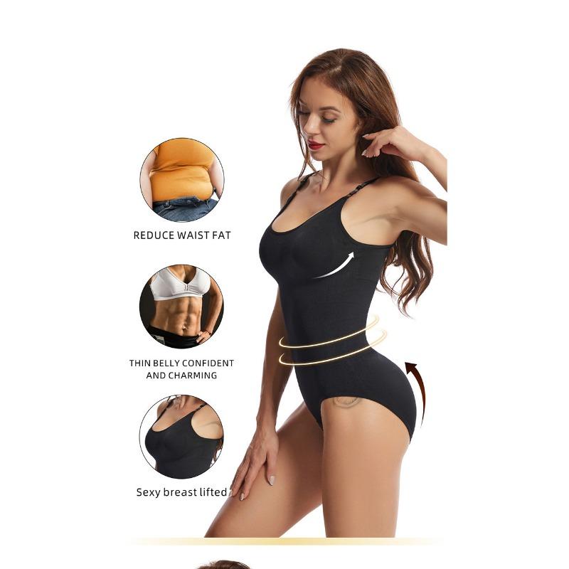 Women Spaghetti Strap Tummy Control Open Crotch Butt Lifting Body Shaping Bodysuit