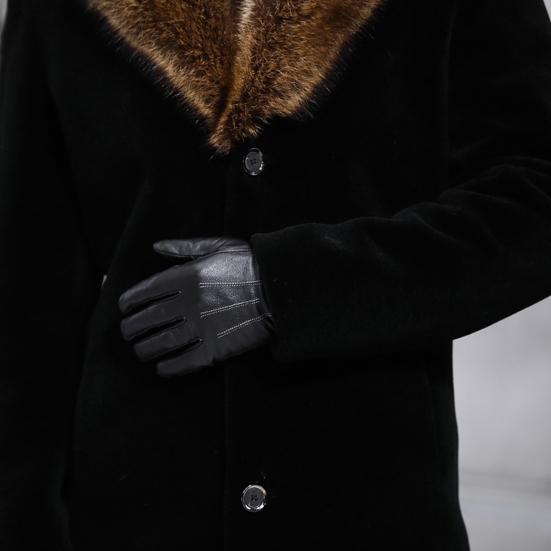 Men Woolen Coat Faux Fur Collar Solid Color Single-breasted Slim Fit Coldproof Top Outwear Autumn Winter Windbreaker Jacket for Daily Wear