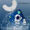 360 Degrees Automatic Children Electric Toothbrush Rechargable U Shaped for Kids Smart Ultra Sonic Tooth Brushes Blue Light IPX7