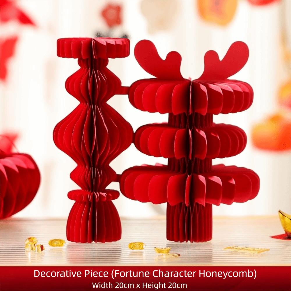 Paper New Year Decorations Red Honeycomb Paper Honeycomb Lantern 2026 Hanging Pendant Patio Decor