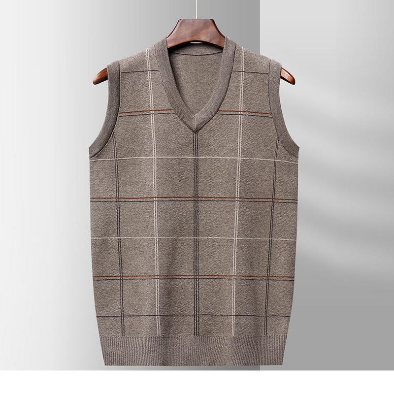

Men s Sweater Vest Sleeveless Knitted Vest Autumn and Winter New Casual Fashion Jacquard V-neck Pullover Knitted Sweater 4XL