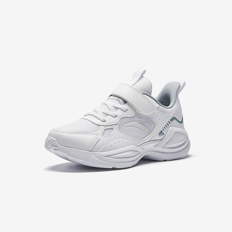 Anta Kids Fabric Synthetic Leather Trendy Versatile Lightweight Shock Absorbing Low Top Running Shoes Men Running Shoes White A22445577-1