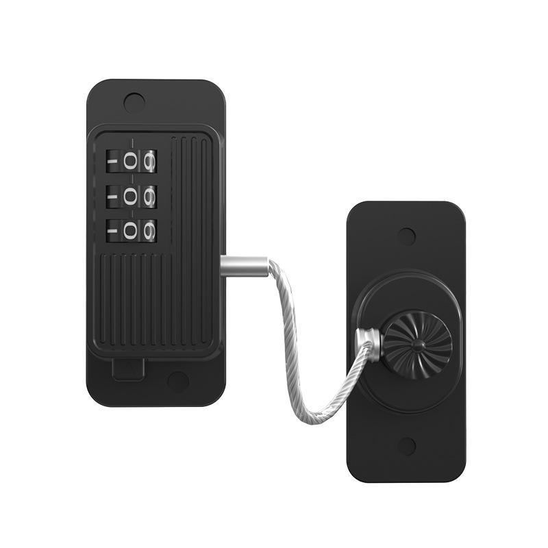 Combination Refrigerator Lock No Drill Adhesive Mount Heavy Duty Steel Cable for Home Kitchen Fridge Cabinet Drawer