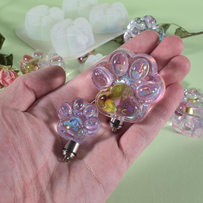 Silicone mousse creative resin hand drop scented candle mold Four Link Cat Paw Resin Silicone Mold Drip  baking Cake