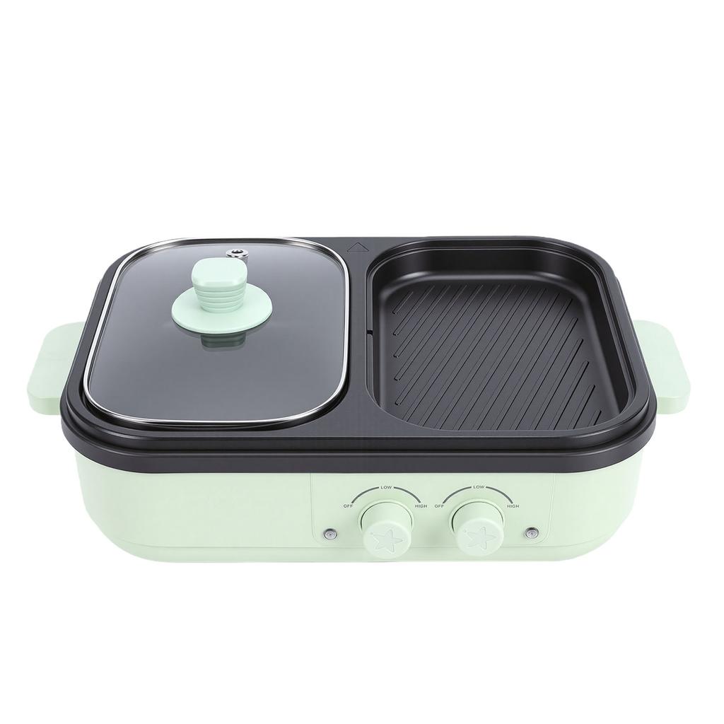 Hot Pot Electric with Grill Non Stick 2 In 1 Electric Pot and Griddle with Independent Dual Temperature Control for