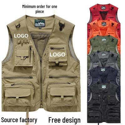 Printed Multi-Pocket Outdoor Workwear Vest for Summer