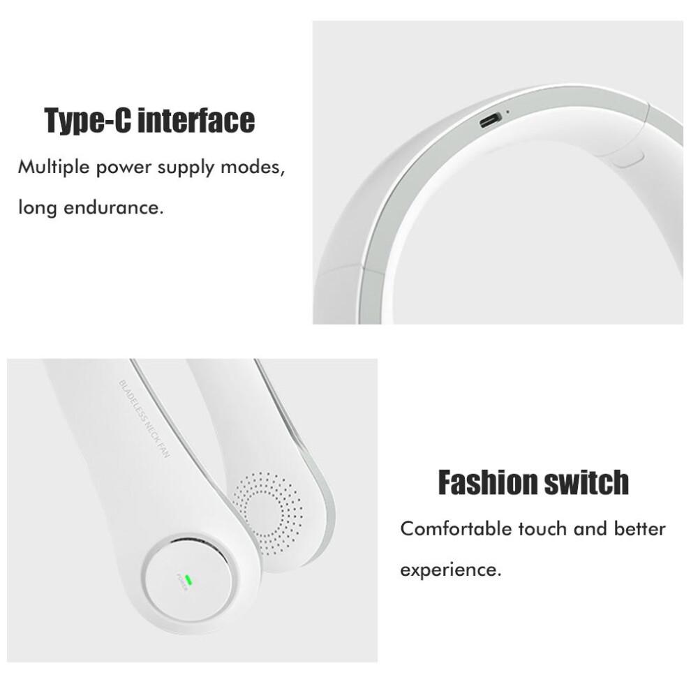 Portable Bladeless Neck Fan, USB Rechargeable Personal Cooling Fan with 360 Cooling and 3 Speeds, Hands Free Wearable Fan for Outdoor Sports Home