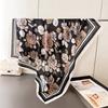 Satin Square Scarf Women Muslim Hijab 2026 Flower Print Silk Neckerchief Shawl Wraps Headband Handle Hair Bag Ribbon Bandana