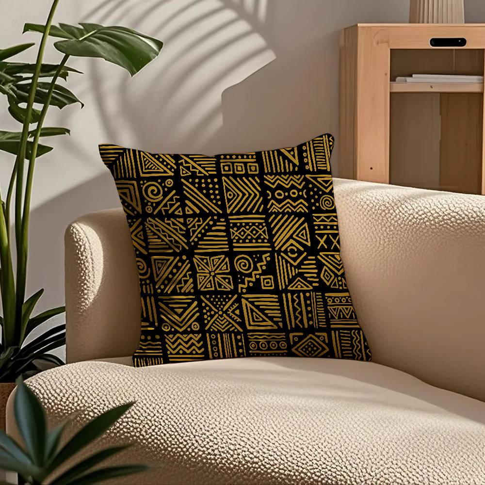 ART African Tribal Pattern Pillow Case Comfort Sofa Bed Silky Elegant Invisible Zipper Custom Decorative Cushion Cover