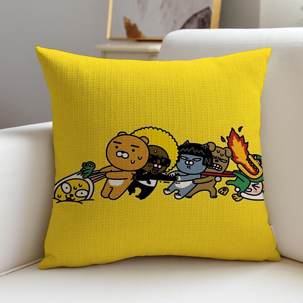 Popular KKakao FriendsS Cushion Cover Breathable and skinfriendly linen pillowcase square removable and washable cushion