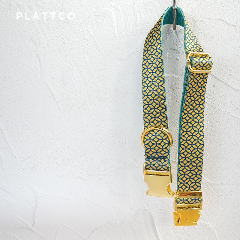 PLATTCO Unique Design Dog Collar Print WEALTHY COINS Pattern and High-quality Gold Buckle Size 5 PDC305YG