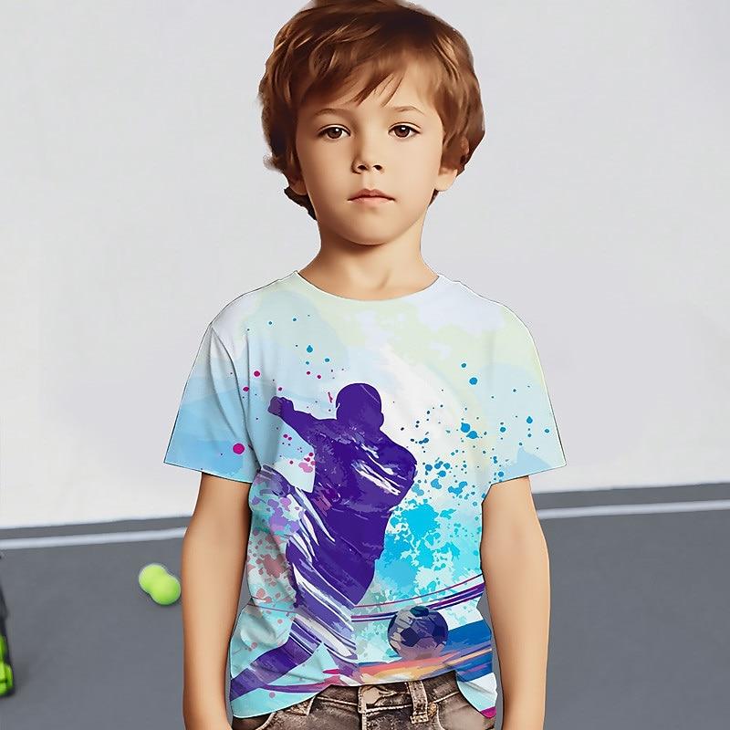Boys 3D Graphic Football T Shirt Tee Short Sleeve 3D Print Summer Spring Active Sports Fashion Polyester
