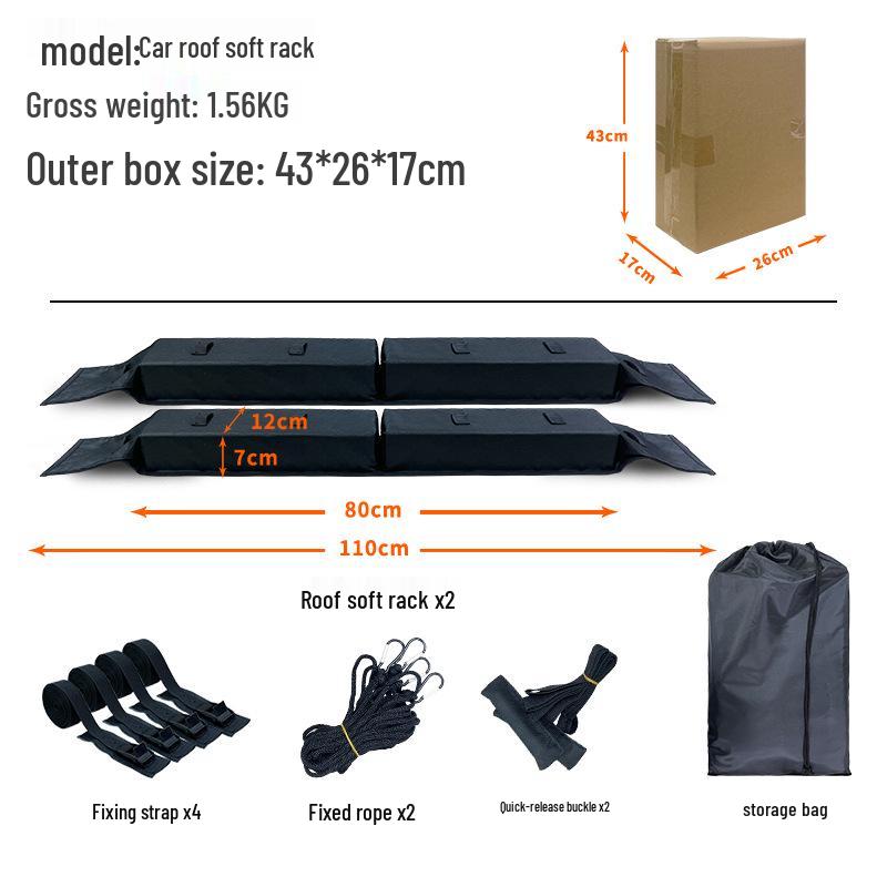 Universal Soft Roof Rack for Luggage, Kayaks, Surfboards, Boats, and Skis