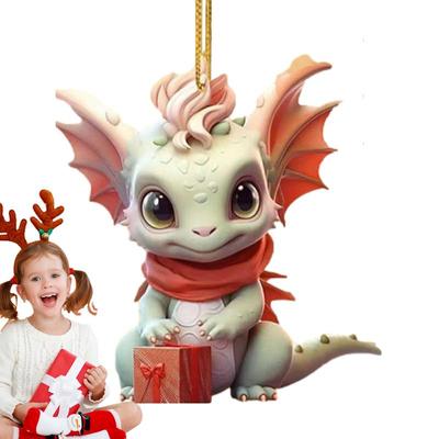 Vánoční dračí ozdoby na palubní desku auta 2D akrylový dračí přívěsek kouzlo vánoční dračí postavička pro dekoraci vozidla