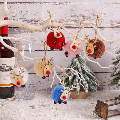 Grote Gebreide Lamswol Rendier Ornament - Kerstboom Hanger Pompon Decoratie