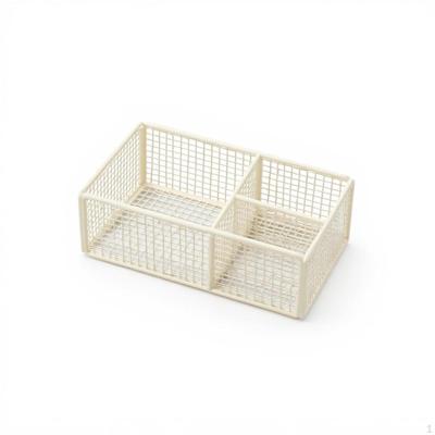 Remote Control Organizer, Iron Tissue Box Holder, MultiFunctional Desk Storage 26.5x15x10cm White