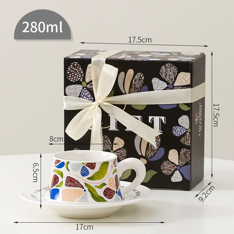 Leichter Luxus Retro Kaffeetassenset Keramiktasse Leichter Luxus Hoher Wert Becher Büro Wasserbecher Geschenkset