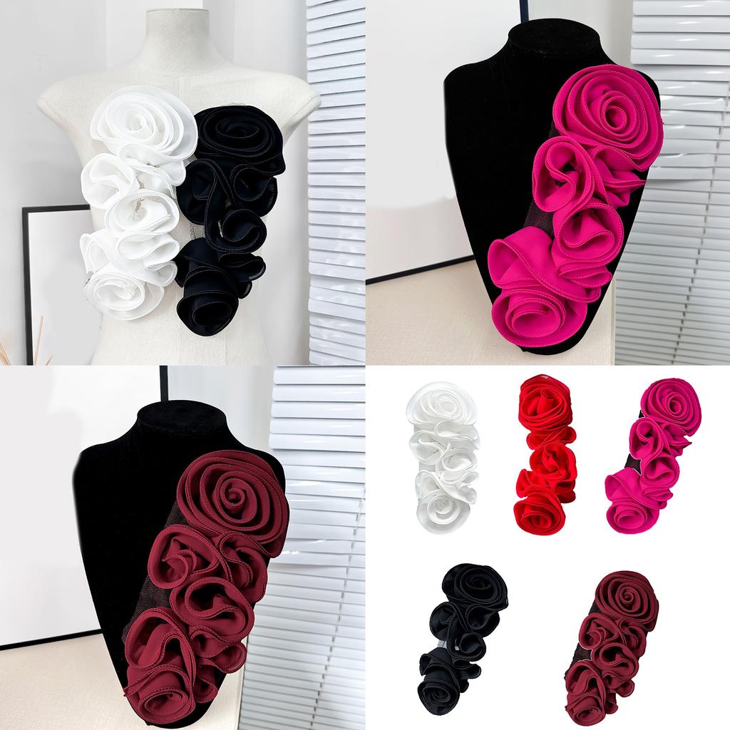 Ruffle Edge 3d Flower Applique for Evening Party Gown Costume Decoration Sewing on Flower Patches for Handcraft Project