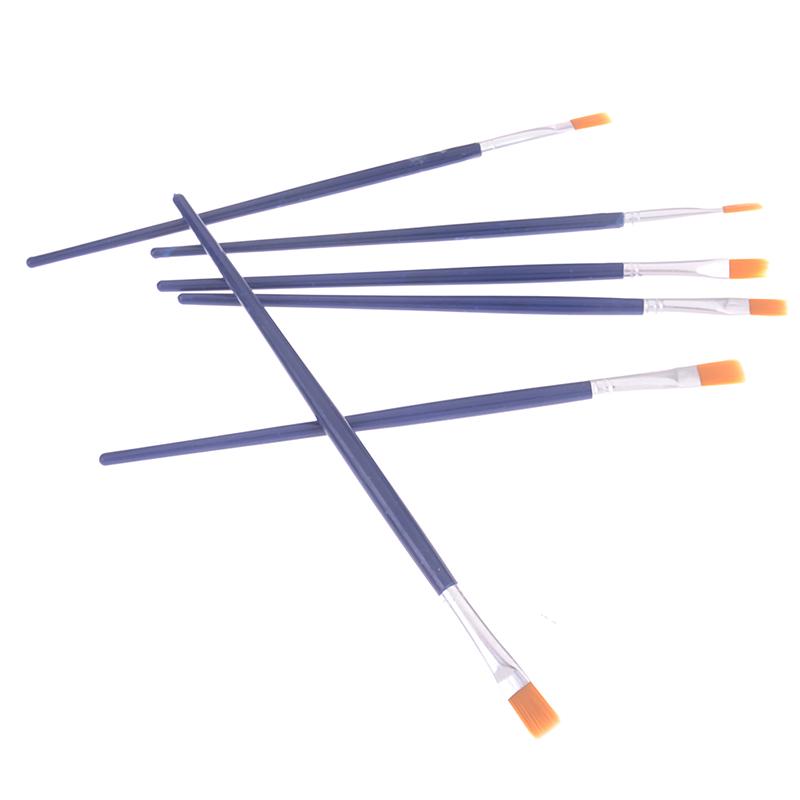 6Pcs/Set Watercolor Paint Brushes Flat Nylon Hair Painting Brush Set Art Supply