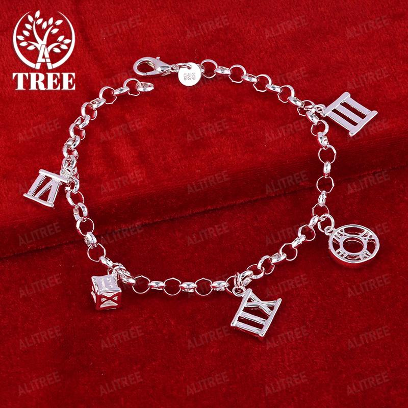 Exquisite 925 Sterling Silver Roman Numeral Pendant Bracelet Women High-Quality Charm Wedding Party Fashion Jewelry Accessories