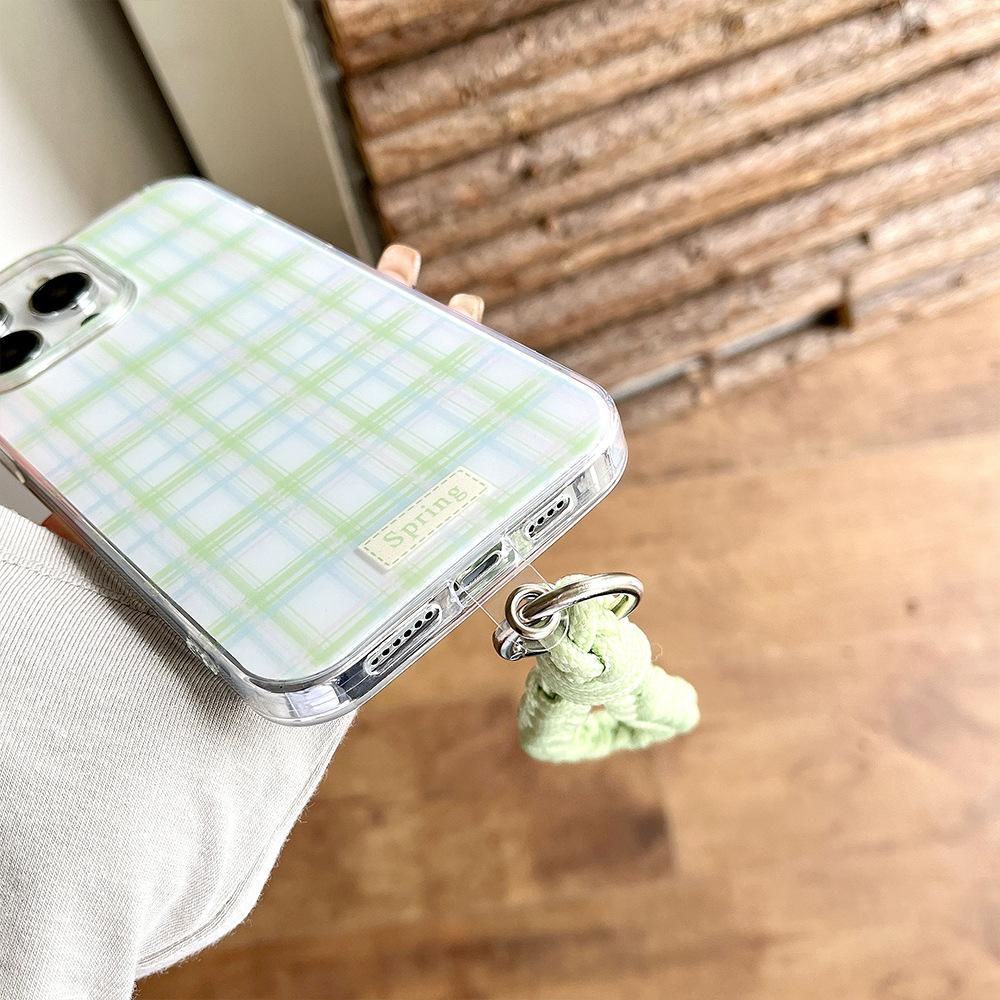 New Checkered Suits Apple 16promax Mobile Phone Case Apple 15 Protective Case 14 Bracelet 13 Anti Fall 12 Women's Models
