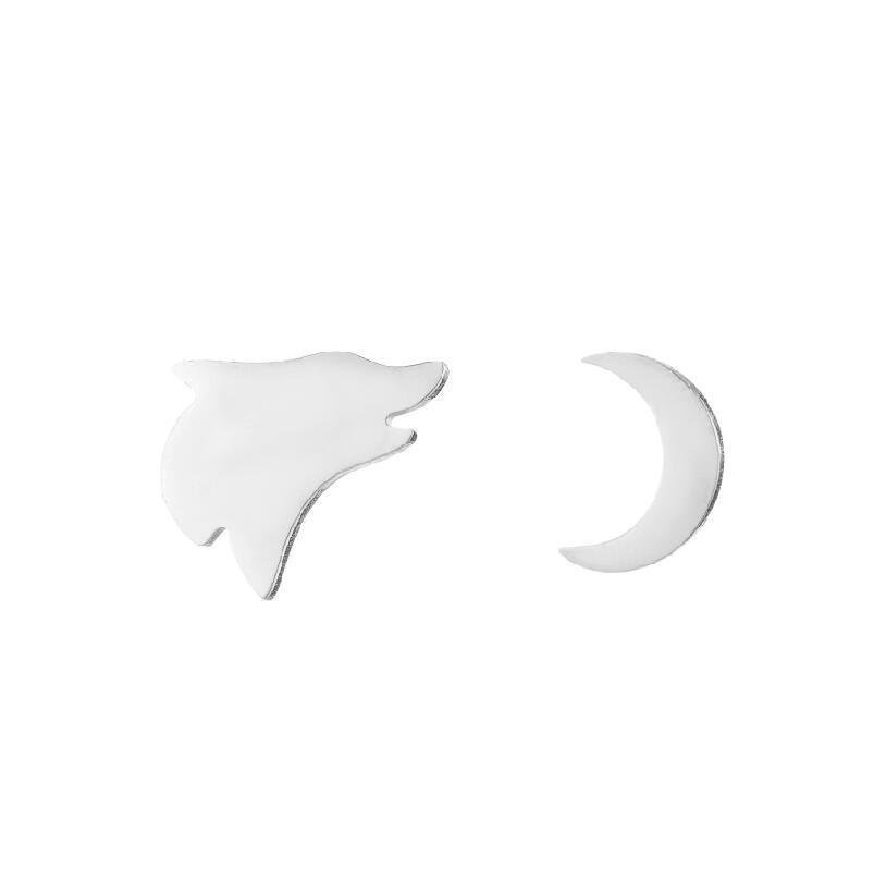 Asymmetrical Eclipse Snowflake & Reindeer Stud Earrings - Japanese & Korean Style