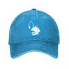 Angler Fish Design Washed Cotton Baseball Cap Dark Gray Embroidered Sea Creature Pattern Adjustable Dad Hat