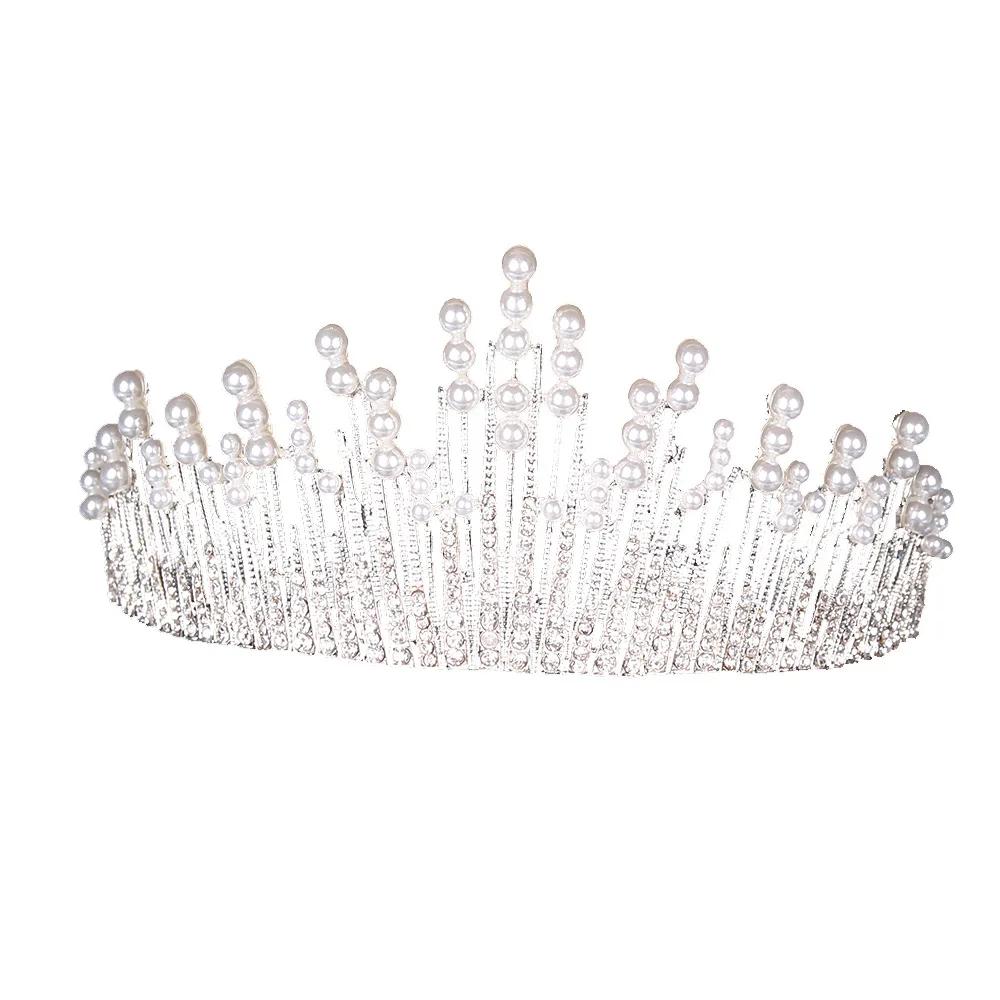 

Горячая Распродажа Европейский Барокко Свадебный Сплав Бриллиантовый Жемчуг Корона Головной Убор Корона Феникс Аксессуар Для Волос Стразы Выделение серебряный