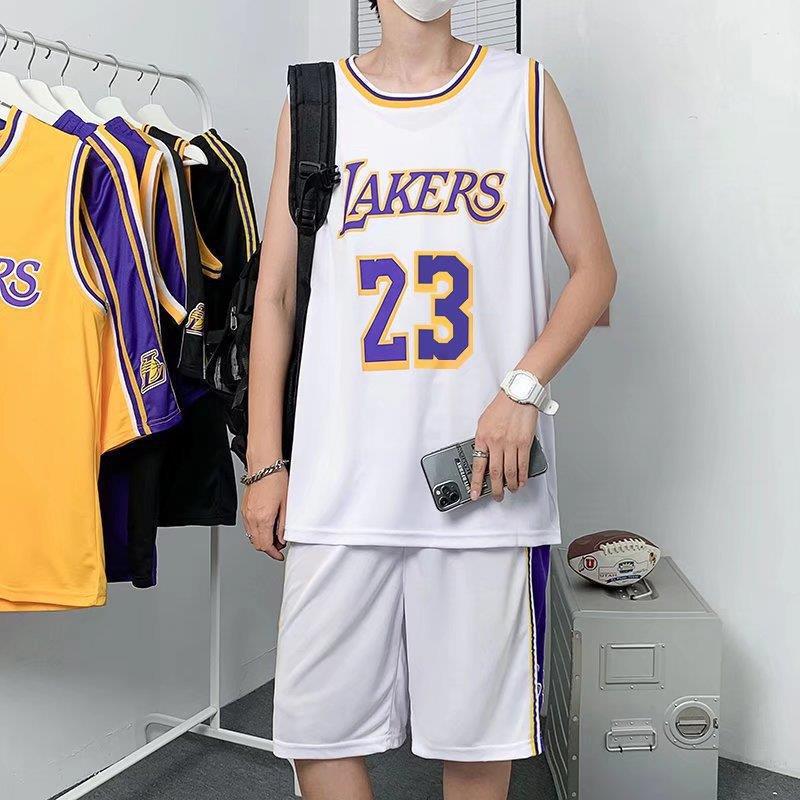 

Унисекс летние спортивные костюмы: Баскетбольные майки свободного кроя, Нет. 23, Футболки с коротким рукавом и шорты, Доступны большие размеры S белый