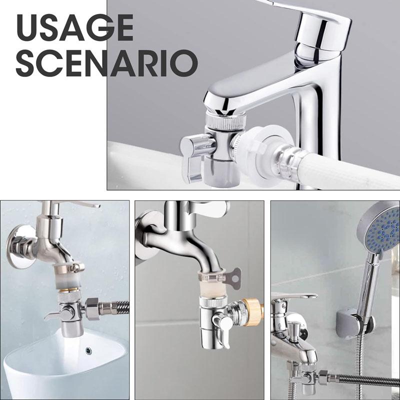 Supapă de deviere de duș din aliaj premium pentru robinet de chiuvetă de bucătărie sau baie Adaptor mental cu un singur mâner Crom lustruit