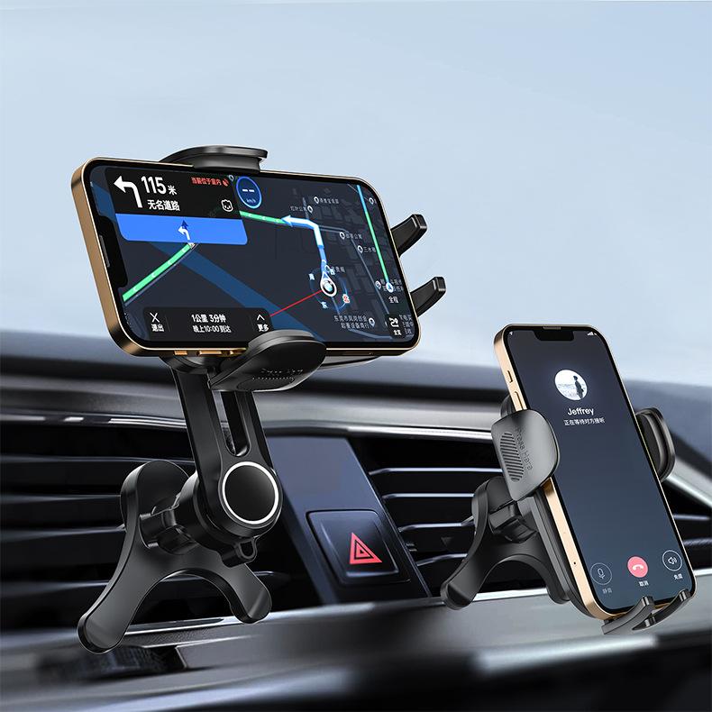 Car Air Vent Phone Holder Mount with Metal Hook Clip, ABS Material, 360° Rotation, One Button Release, Compatible with All Cars