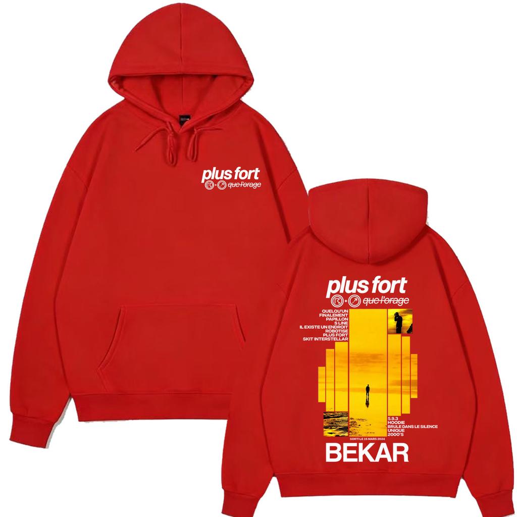 Rapper Bekar Plus Fort Album Grafik Hoodie Herren Damen Pullover Langarm Locker Lässig Übergroße Sweatshirts