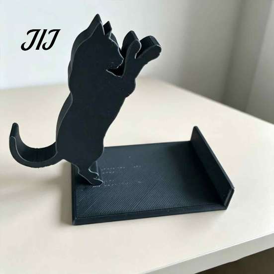Black Cat Bookends Cute Bookends, 3D Printed Silhouette Book Holder, Artistic Desk Decorations Creative Support for Office Home Decor Matte Ornament