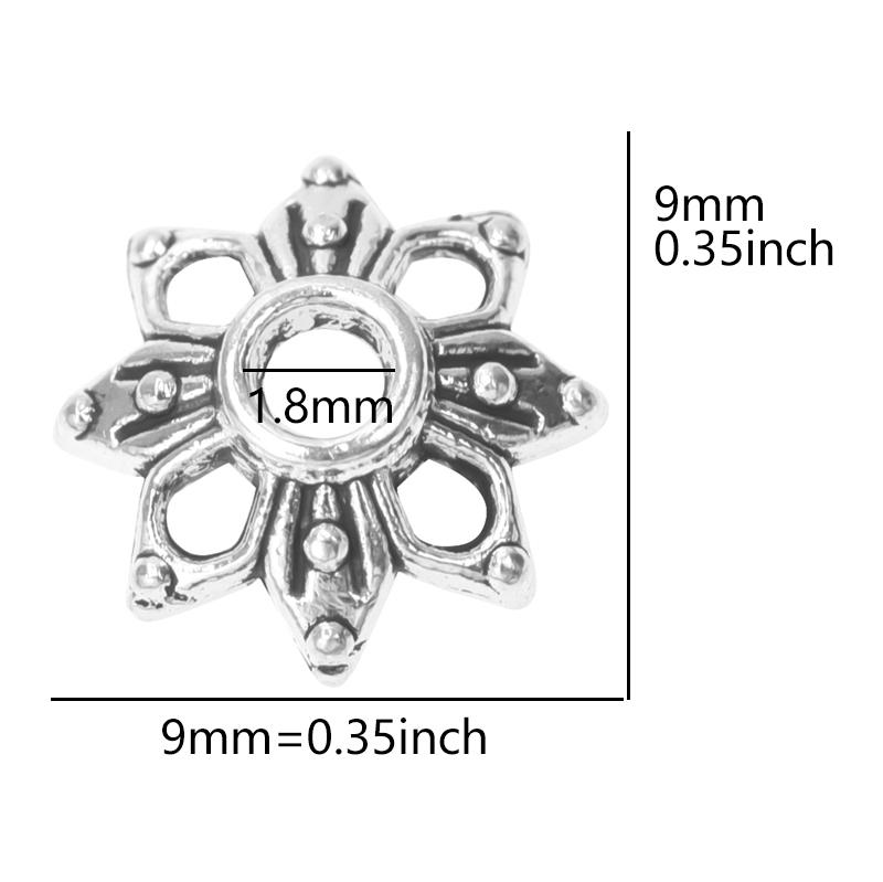 Bouchons de perles en alliage fleurs mélangées pour la fabrication de bijoux Charms Composants pour bijoux DIY Couleur argentée Accessoires vintage faits main