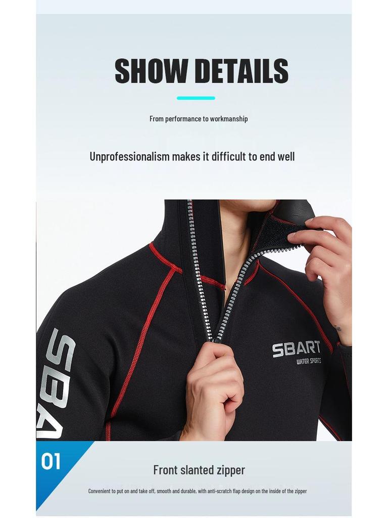 3MM Thick Hooded Wetsuit for Men & Women - Diving, Swimming, Surfing & Jellyfish Protection