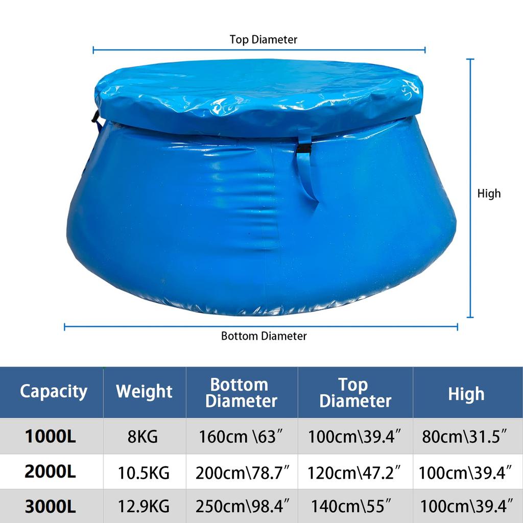 LTCANOPY 1000L Large Capacity Foldable Water Portable Light Water Tank for Outdoor Water Storage Tank Can Be Used As Remote Farmland Camping Water