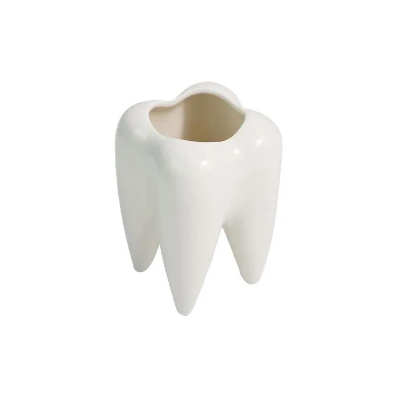 

Керамический держатель для ручек в форме зуба, держатель для карандашей, контейнер для хранения, настольная подставка для ручек, креативные принадлежности для клиники, детский подарок белый