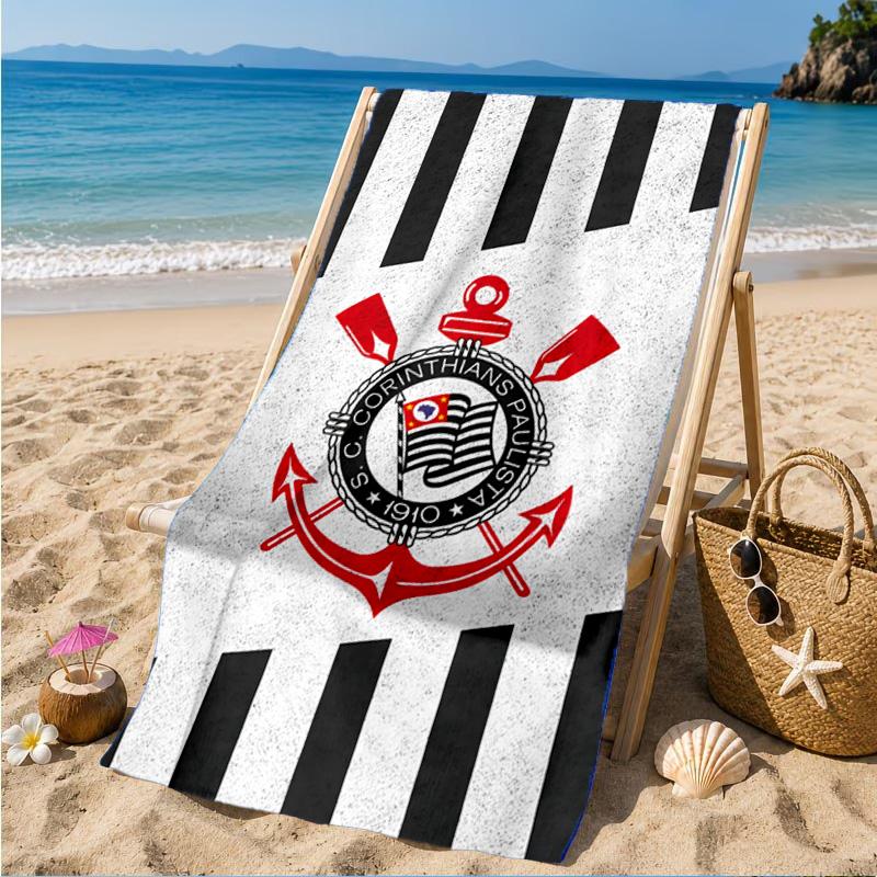 Sport Club Football Crest Printed Microfiber Beach Towel, Soft And Absorbent, Quick-Dry, Ideal for Summer Travel, Beach Essential, Swimming Pool