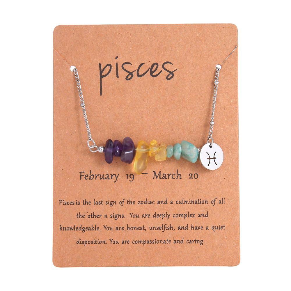 Natural Crushed Stone Natural Stone Beaded Choker Hand Braid Constellation Charm  Female Jewelry