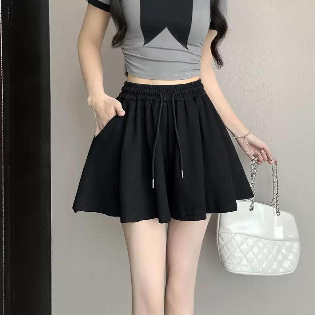 Korean-Style Summer Ballet Culottes: Women's High-Waist A-Line Wide-Leg Shorts Skirt Pants.