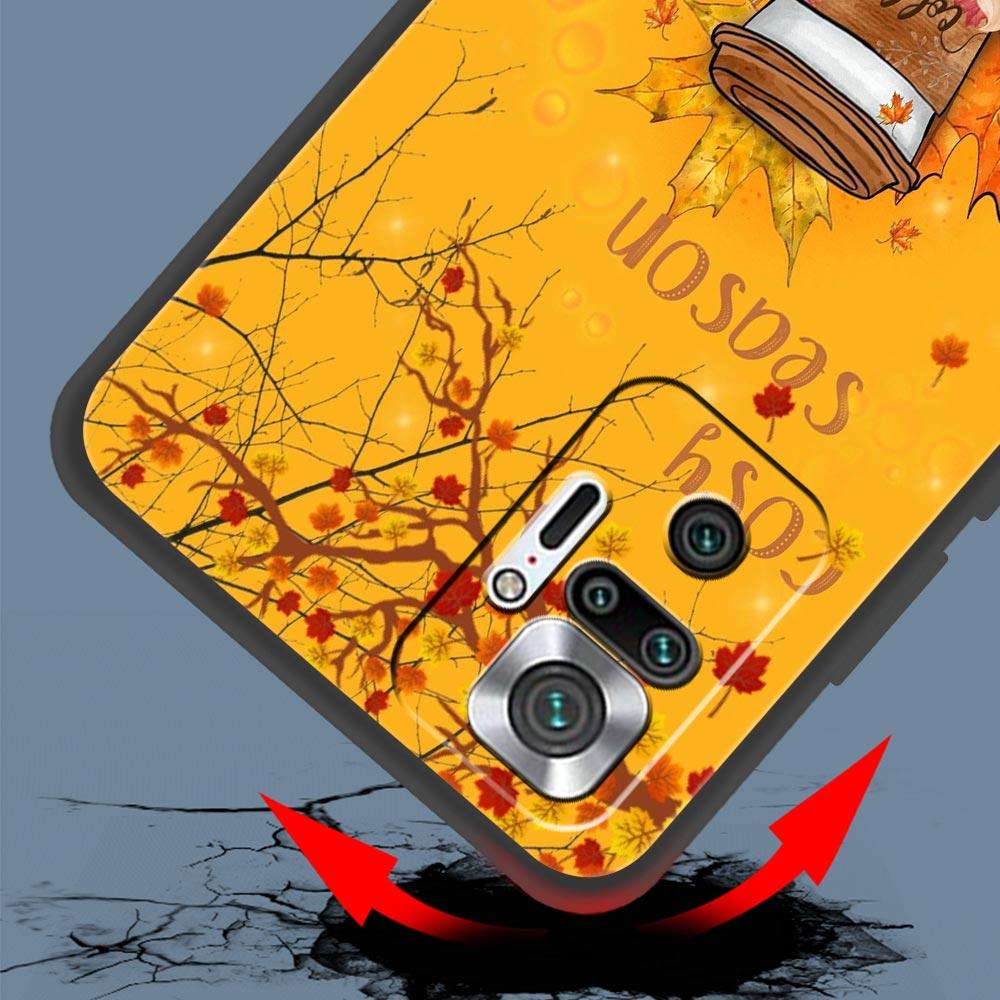Pumpkin Autumn Leaves Coffee Phone Case Cover for Redmi 14C 10C Note 15 14 13 12 10 11 K40 Pro Plus 5G Soft TPU Shockproof Capas