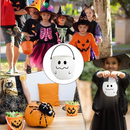 Kids' Halloween Bucket, Halloween Candy Pail, Pumpkin Ghost Favors Holder, Lightweight Pumpkin Ghost Candy Pot, Reusable Pumpkin Ghost Candy Bucket Fo