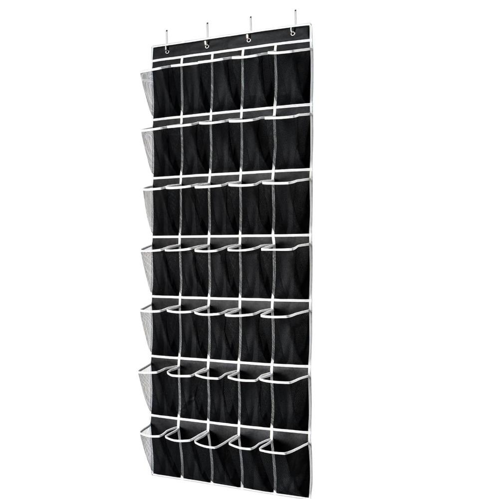 2pcs 35 Pocket Wall-mounted Sundries Shoe Organiser Closet Storage Shoe Rack Mesh Pocket Clear Hanging Over Shoe Organizers