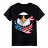 Unisex Cool Bald Eagle Sunglasses T-Shirt USA Flag Patriotic Graphic Casual Tee