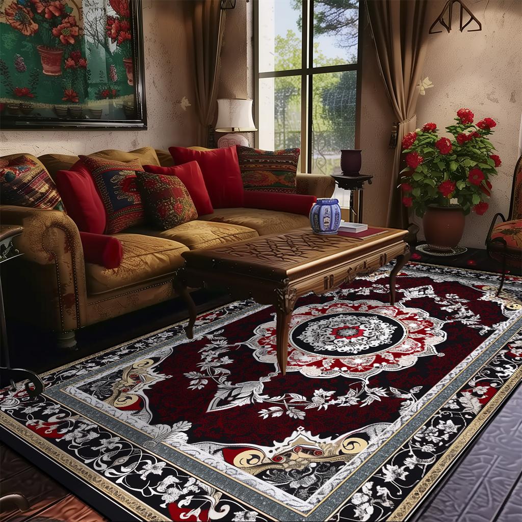 Living Room Retro Persian Style Carpet Home Decoration Lounge Coffee Table Rugs Soft Bedroom Non-slip Bedside Floor Mat Washable