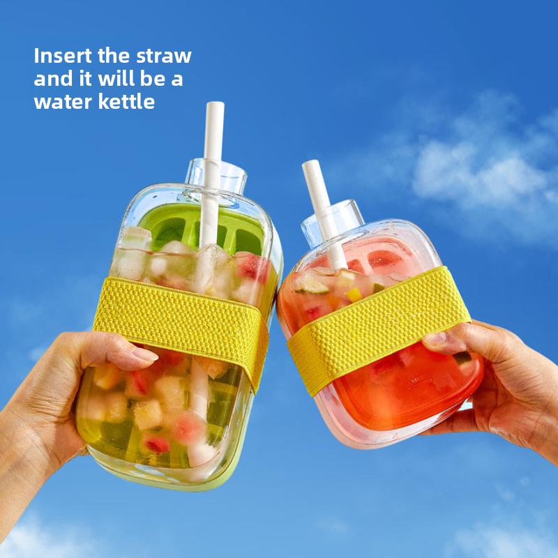 Ice Cube Mold Press Ice Maker With Lid, Food Grade Making Straw Dual-use Kettle, Press Ice Maker With Supplies