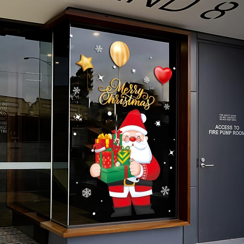 Cartoon Weihnachtsmann Fensteraufkleber Weihnachten Geschenk Schneeflocke Ballon Elektrostatische Aufkleber Frohe Weihnachten Deko Noel Frohes Neues Jahr