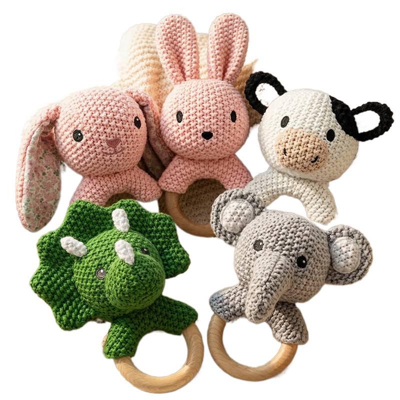 Knitted Cross-Stitch Plush Animal Doll - Cute Rabbit & Bear Companion